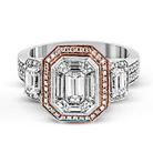 Emerald - cut Halo Engagement Ring in 18k Gold with Diamonds - Simon G. Jewelry