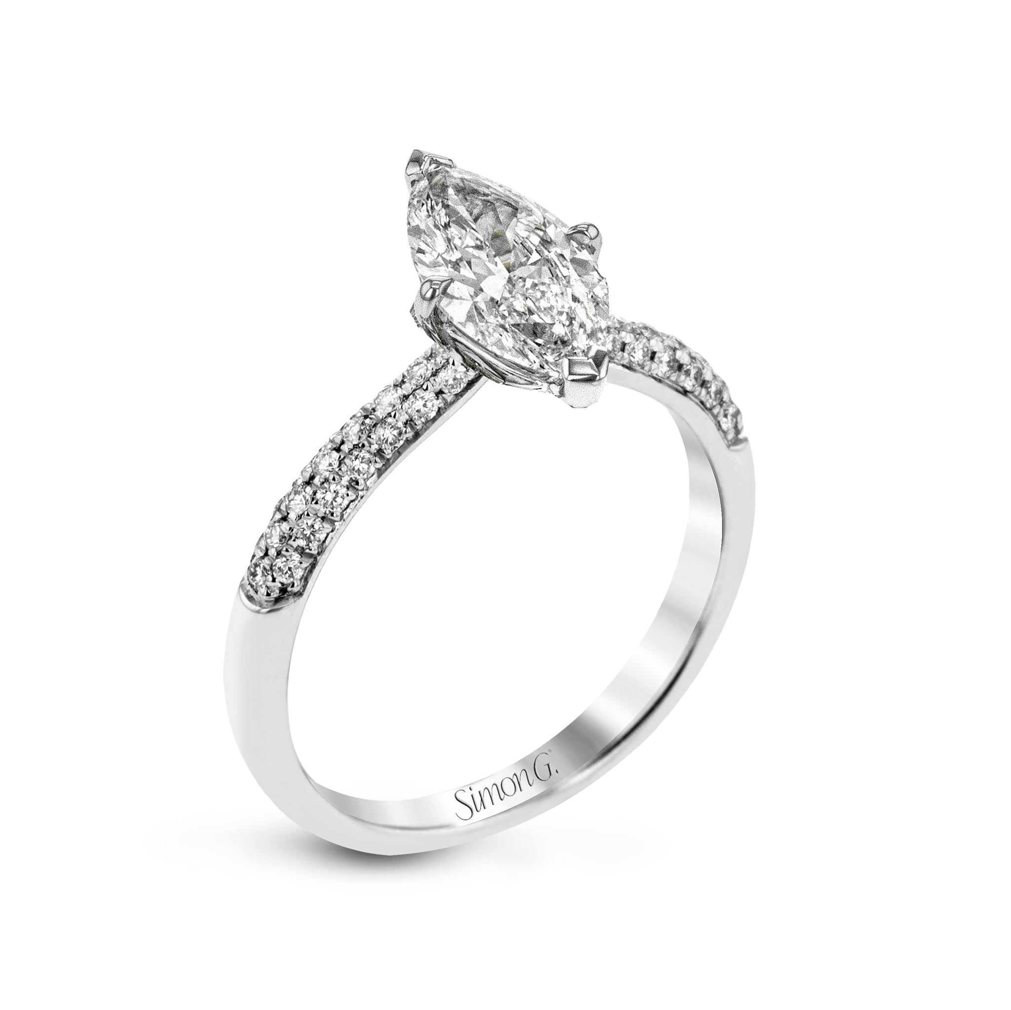 Marquise - cut Engagement Ring & Matching Wedding Band in 18k Gold with Diamonds - Simon G. Jewelry