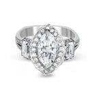 Marquise - Cut Three - Stone Halo Engagement Ring In 18k Gold With Diamonds - Simon G. Jewelry