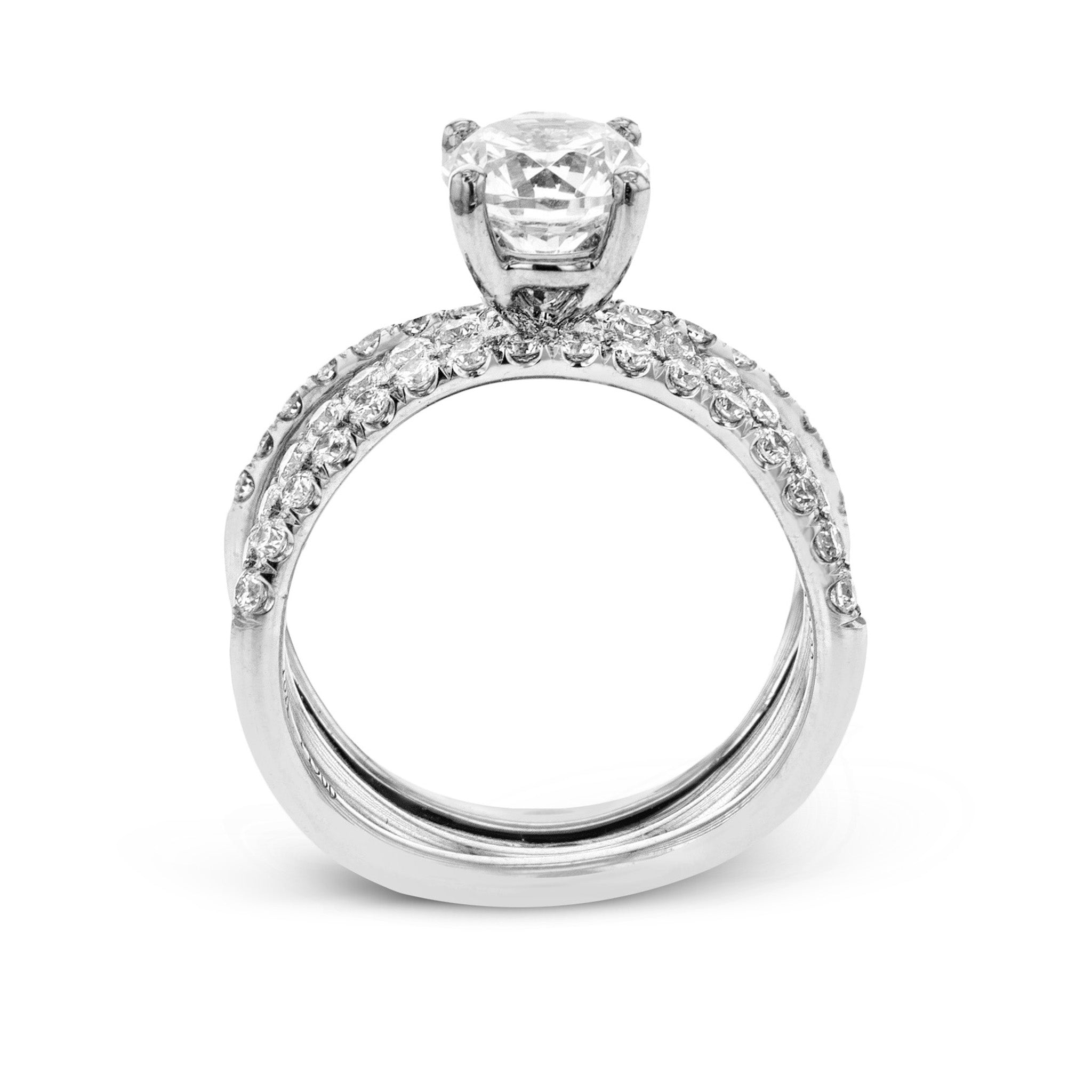 Oval - cut Engagement Ring & Matching Wedding Band in 18k Gold with Diamonds - Simon G. Jewelry
