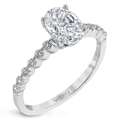 Oval - cut Engagement Ring & Matching Wedding Band in 18k Gold with Diamonds - Simon G. Jewelry