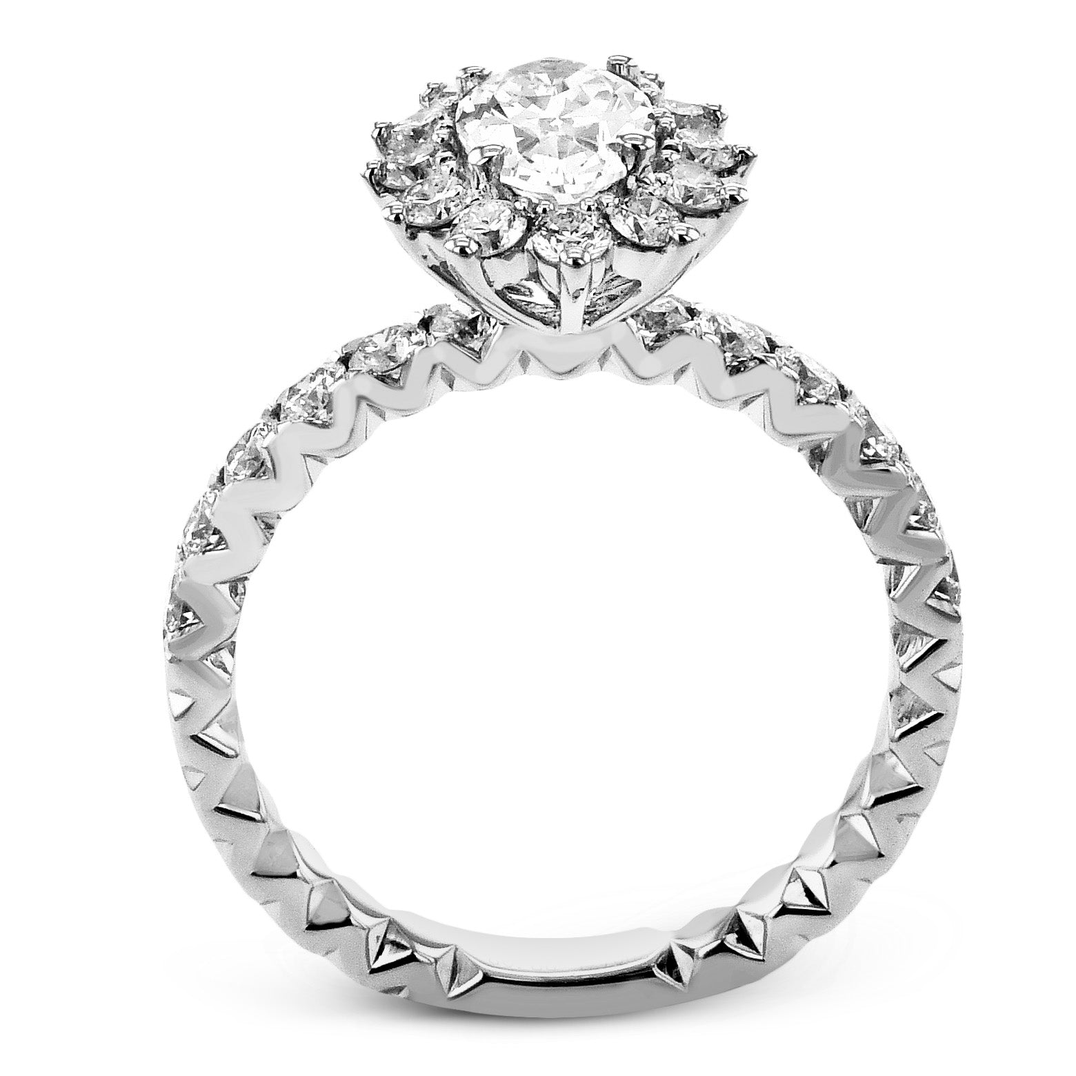 Oval - Cut Flower Halo Engagement Ring In 18k Gold With Diamonds - Simon G. Jewelry