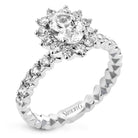 Oval - Cut Flower Halo Engagement Ring In 18k Gold With Diamonds - Simon G. Jewelry