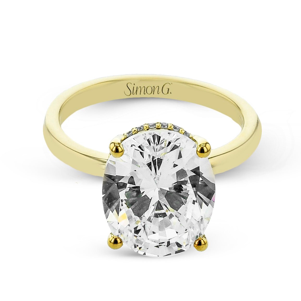Oval - cut Hidden Halo Engagement Ring in 18k Gold with Diamonds - Simon G. Jewelry