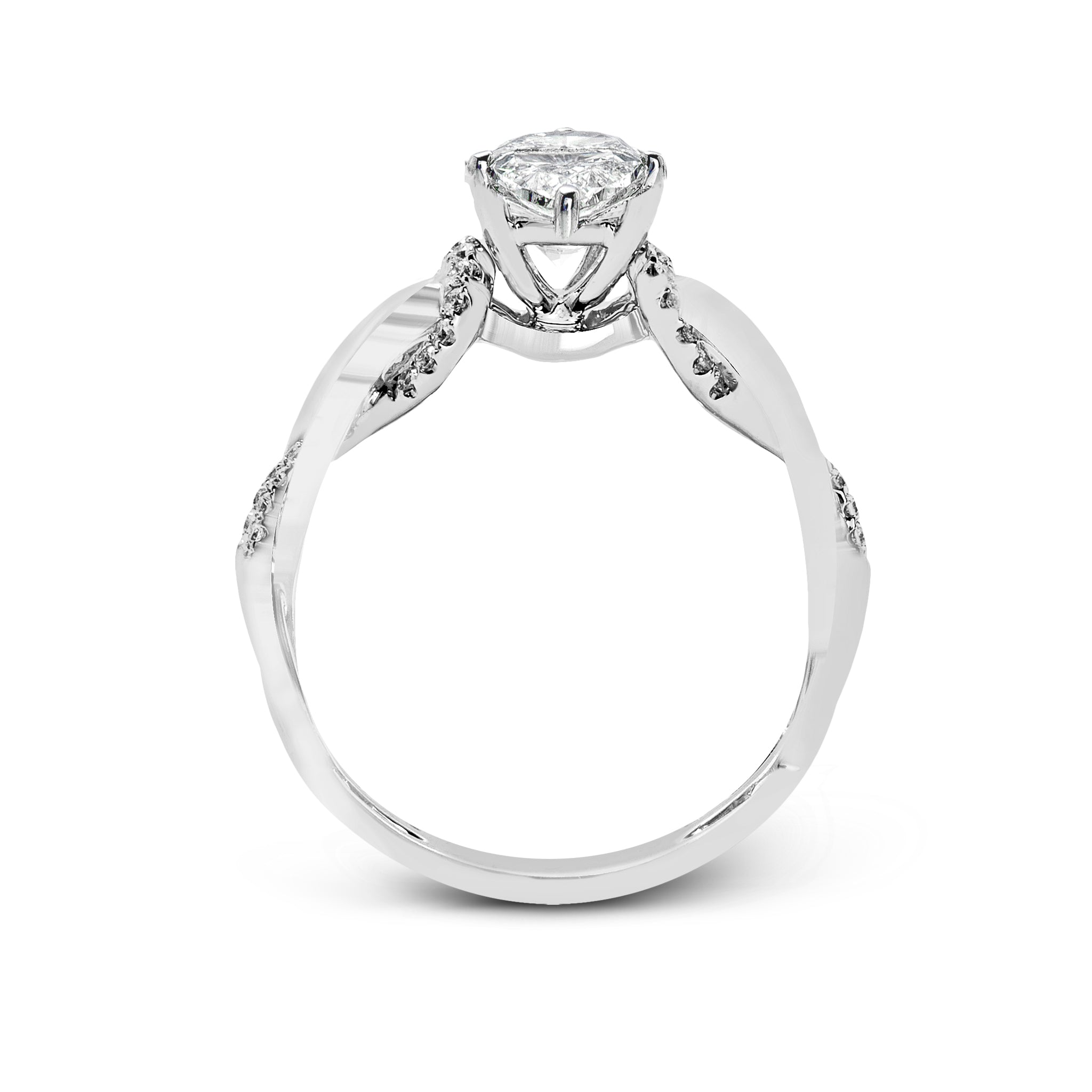Pear - Cut Criss - Cross Engagement Ring In 18k Gold With Diamonds - Simon G. Jewelry
