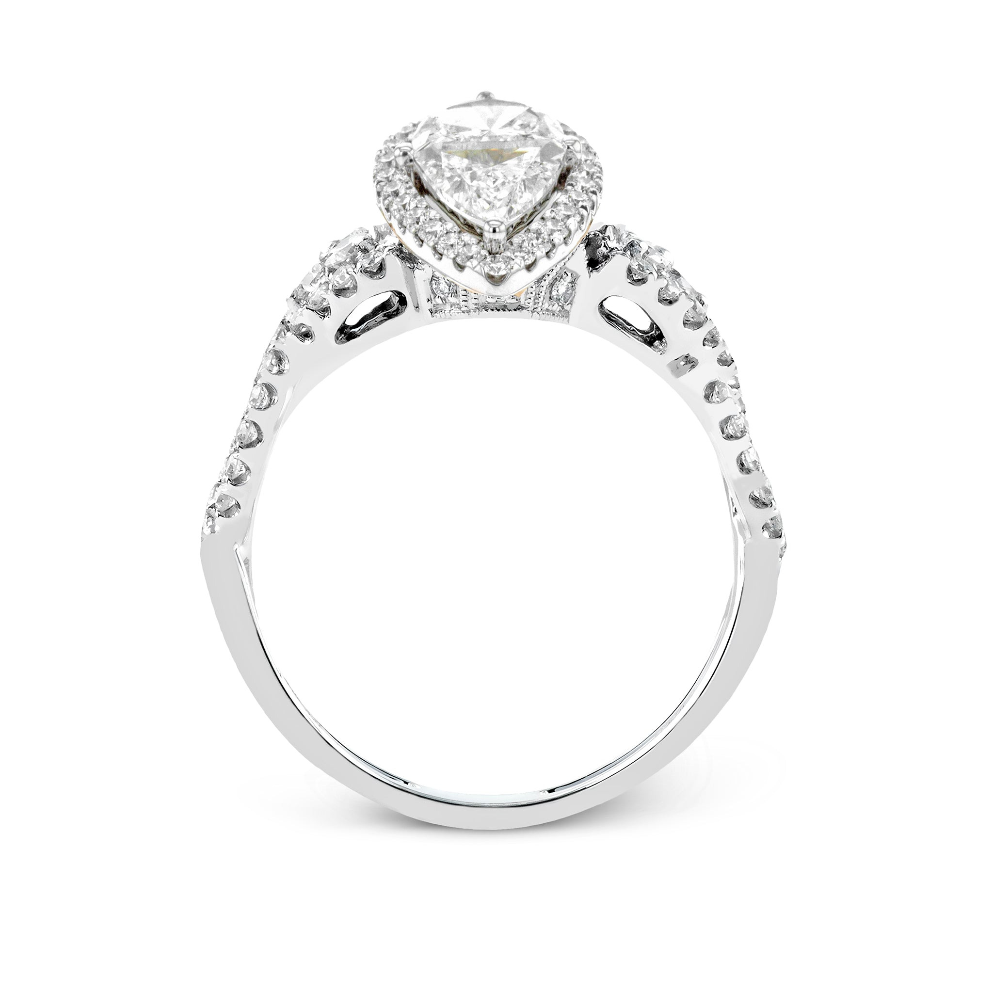 Pear - Cut Halo Engagement Ring In 18k Gold With Diamonds - Simon G. Jewelry