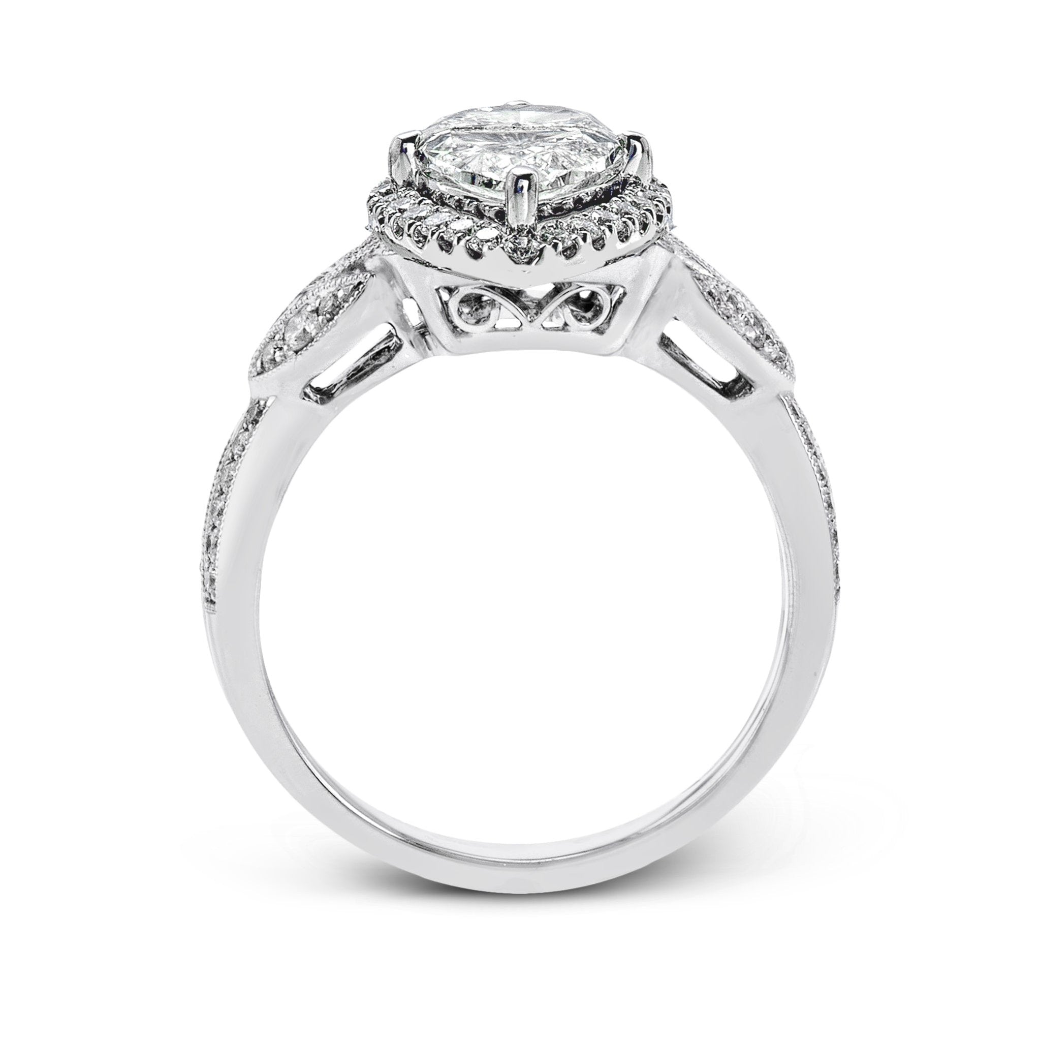 Pear - Cut Halo Engagement Ring In 18k Gold With Diamonds - Simon G. Jewelry