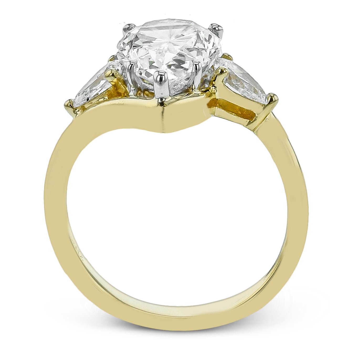 Pear - cut Three - stone Engagement Ring in 18k Gold with Diamonds - Simon G. Jewelry