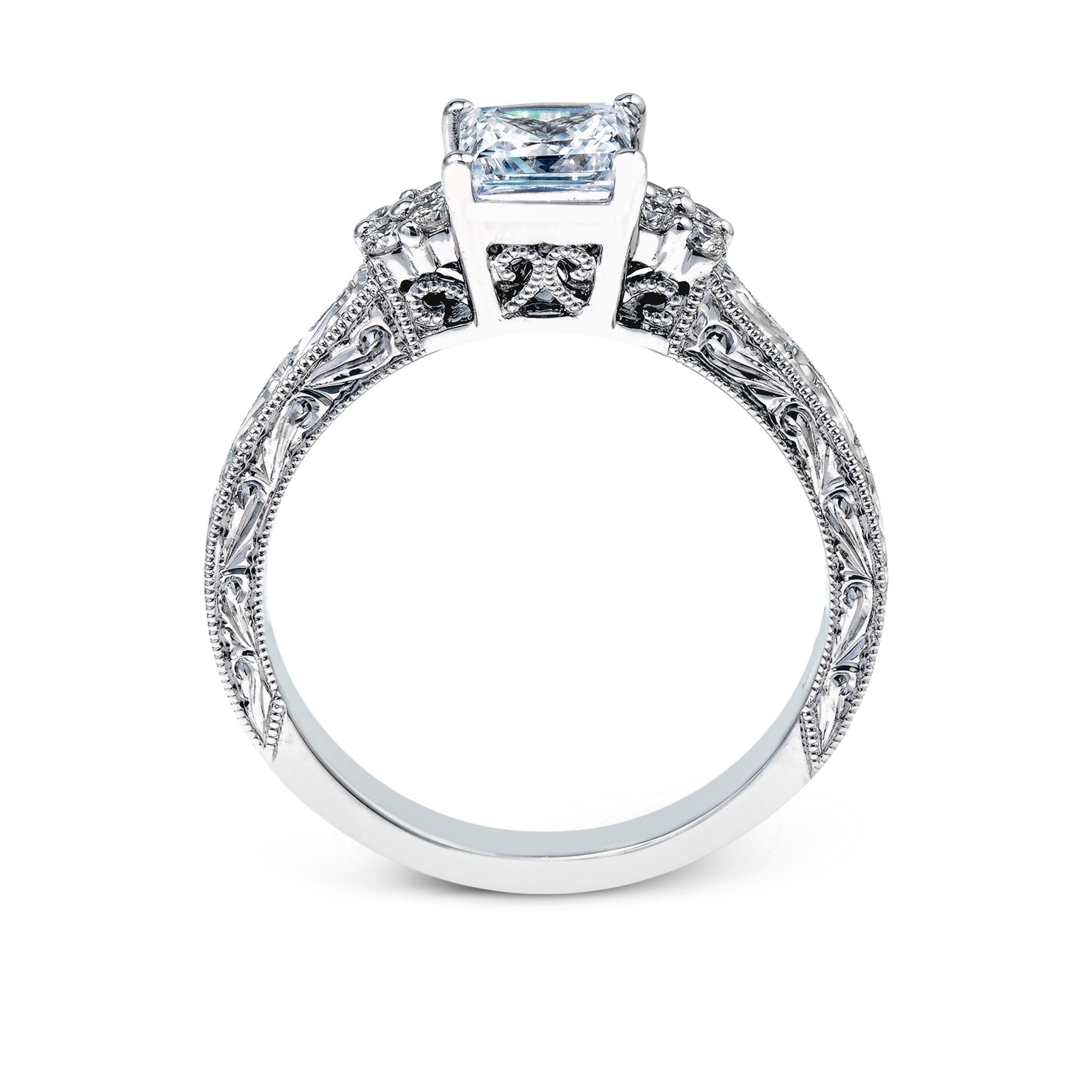Princess - cut Engagement Ring in 18k Gold with Diamonds - Simon G. Jewelry