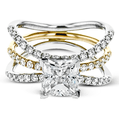 Princess - cut Engagement Ring & Matching Wedding Band in 18k Gold with Diamonds - Simon G. Jewelry
