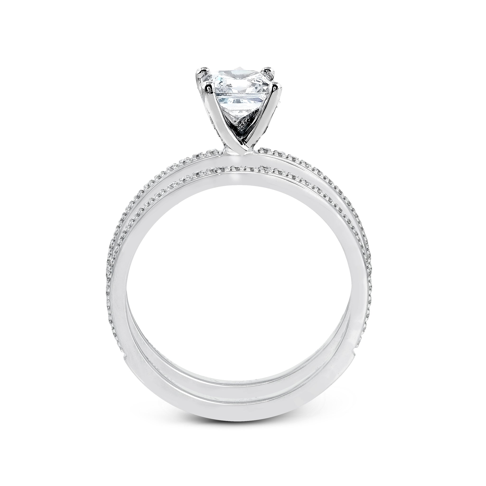 Princess - cut Engagement Ring & Matching Wedding Band in 18k Gold with Diamonds - Simon G. Jewelry