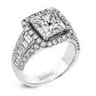 Princess - Cut Halo Engagement Ring In 18k Gold With Diamonds - Simon G. Jewelry