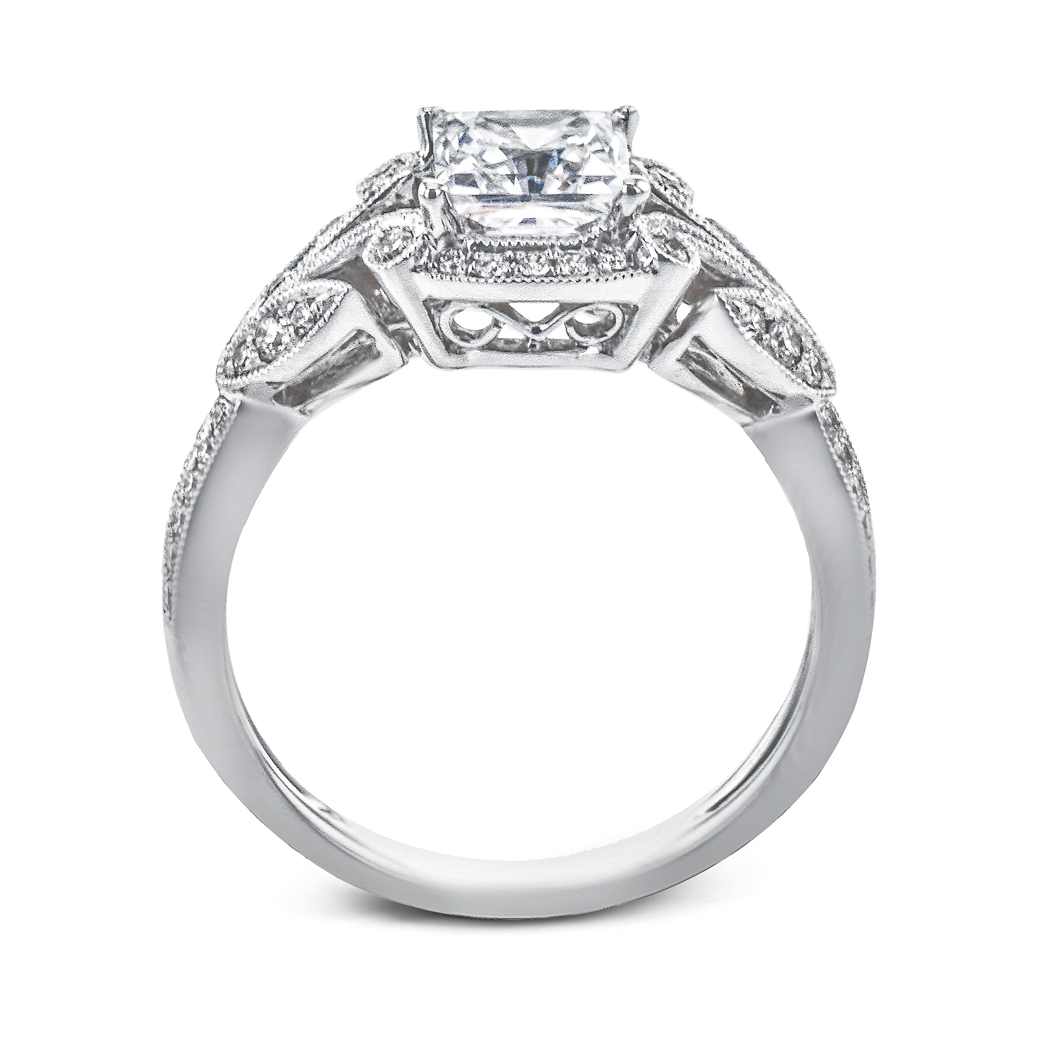 Princess - Cut Halo Engagement Ring In 18k Gold With Diamonds - Simon G. Jewelry