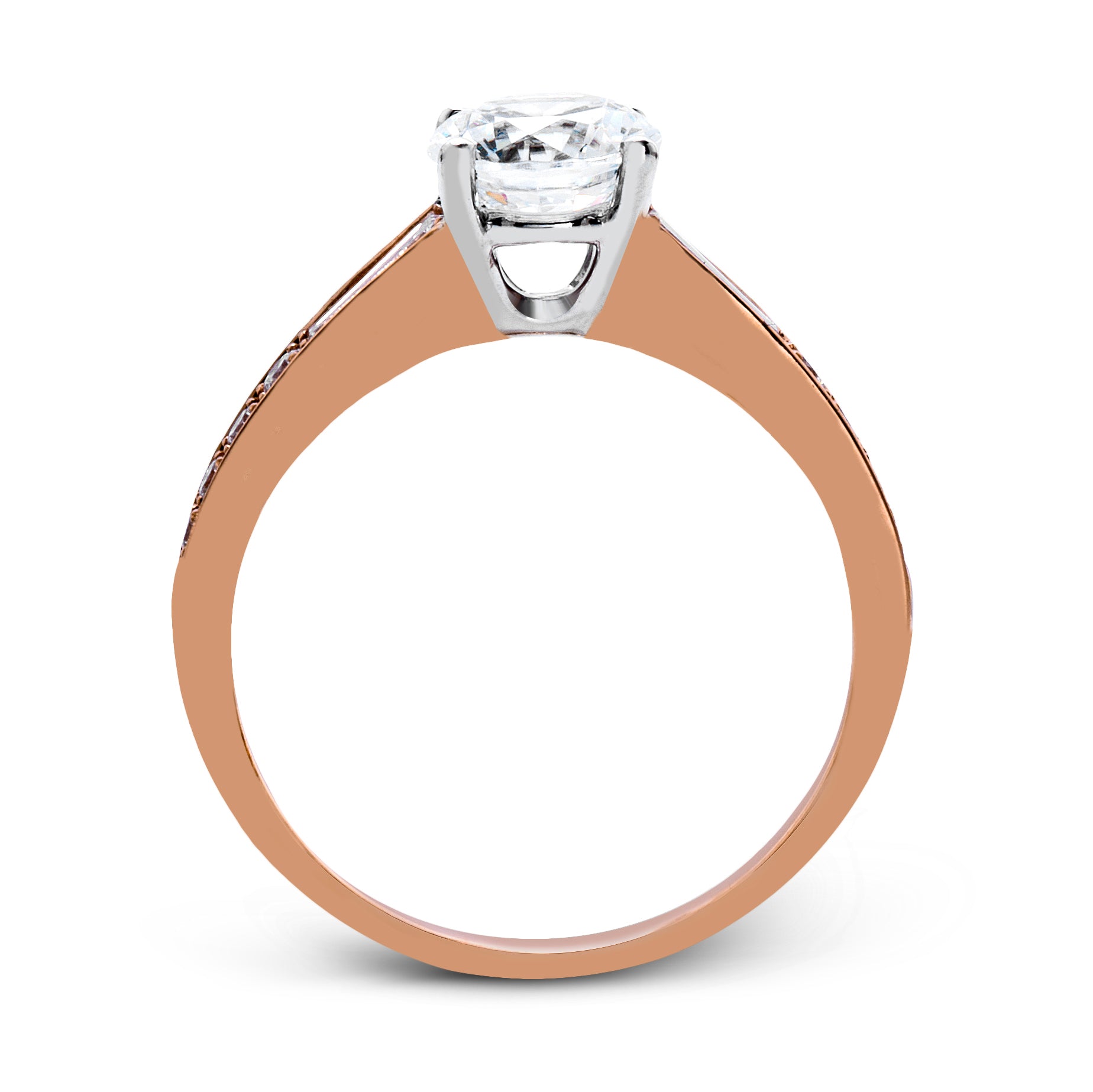 Round - cut Engagement Ring 18k Gold with Diamonds - Simon G. Jewelry