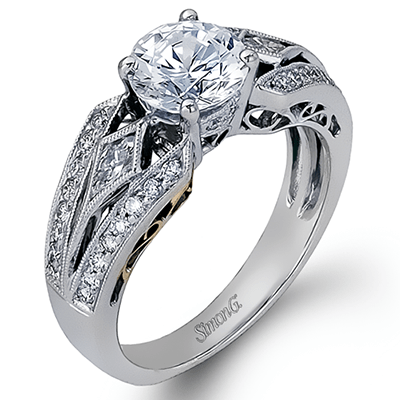 Round - cut Engagement Ring in 18k Gold with Diamonds - Simon G. Jewelry