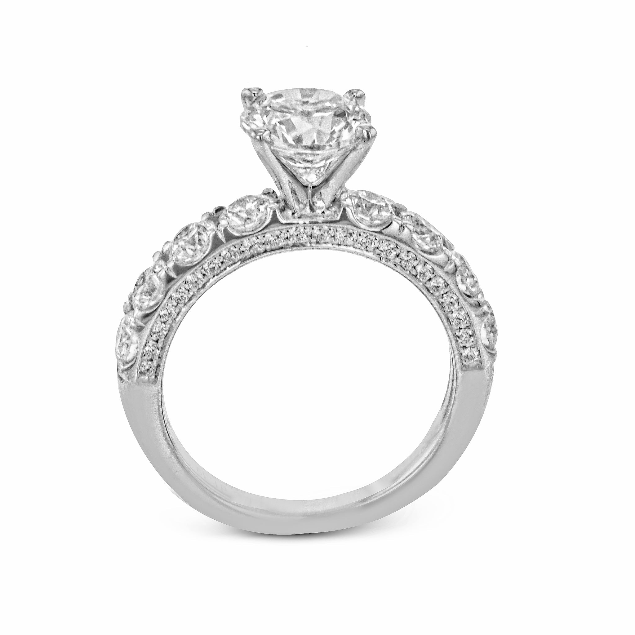 Round - Cut Engagement Ring In 18k Gold With Diamonds - Simon G. Jewelry