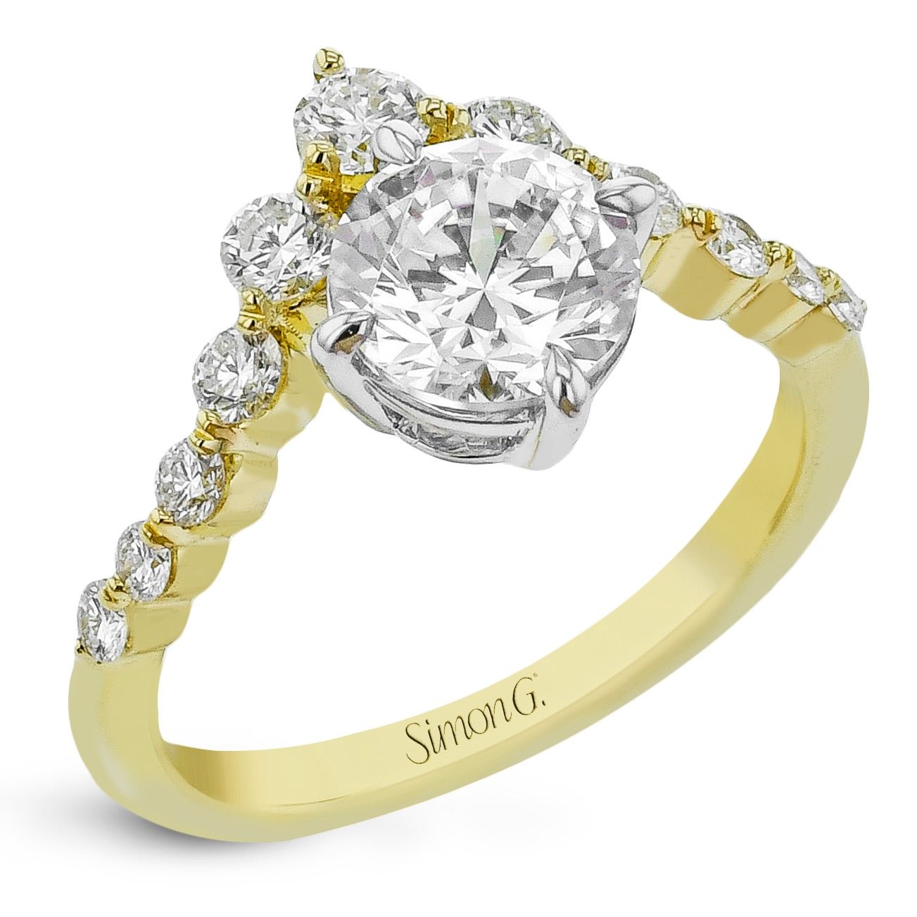 Round - cut Engagement Ring in 18k Gold with Diamonds - Simon G. Jewelry