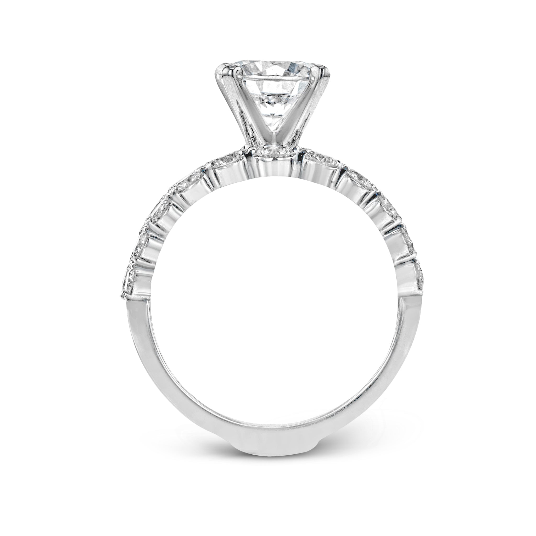 Round - cut Engagement Ring & Matching Wedding Band in 18k Gold with Diamonds - Simon G. Jewelry