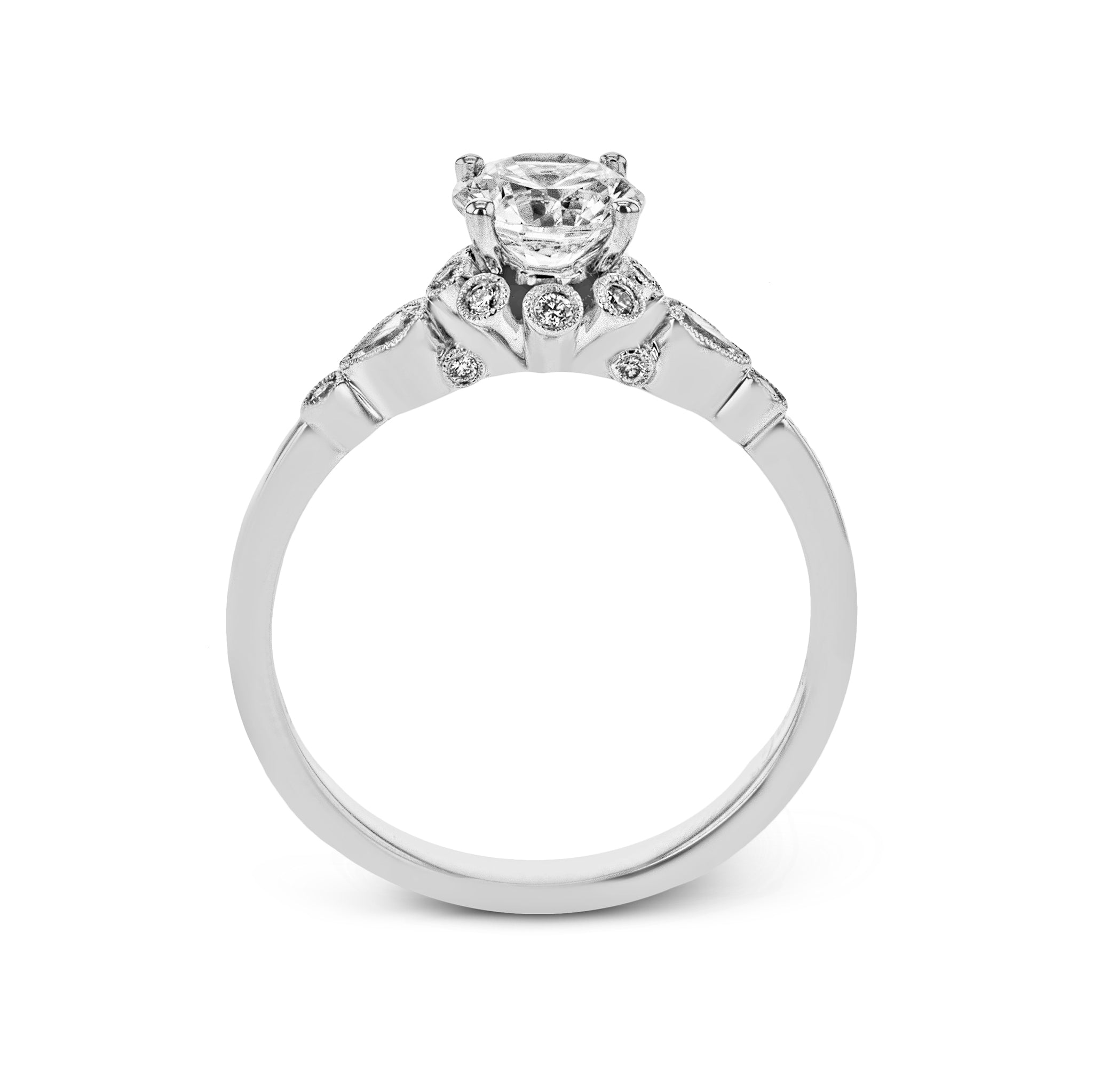 Round - cut Engagement Ring & Matching Wedding Band in 18k Gold with Diamonds - Simon G. Jewelry
