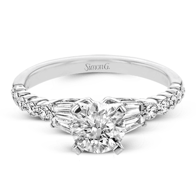 Round - cut Engagement Ring & Matching Wedding Band in 18k Gold with Diamonds - Simon G. Jewelry