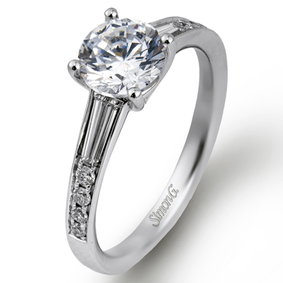 Round - cut Engagement Ring & Matching Wedding Band in 18k Gold with Diamonds - Simon G. Jewelry