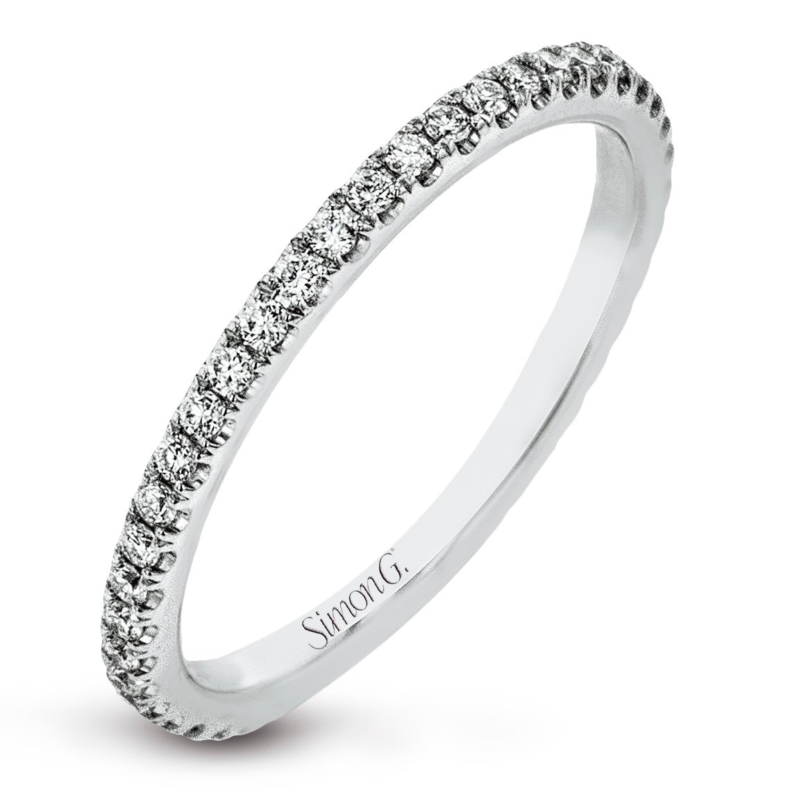 Round - cut Halo Engagement Ring & Matching Wedding Band in 18k Gold with Diamonds - Simon G. Jewelry