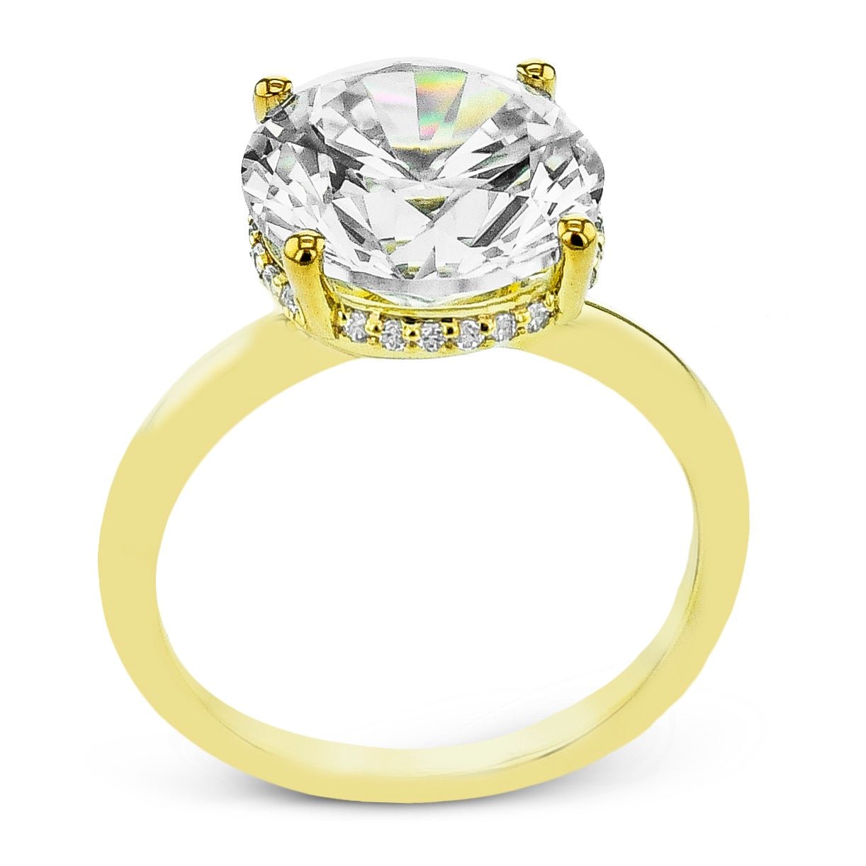 Round - cut Hidden Halo Engagement Ring in 18k Gold with Diamonds - Simon G. Jewelry