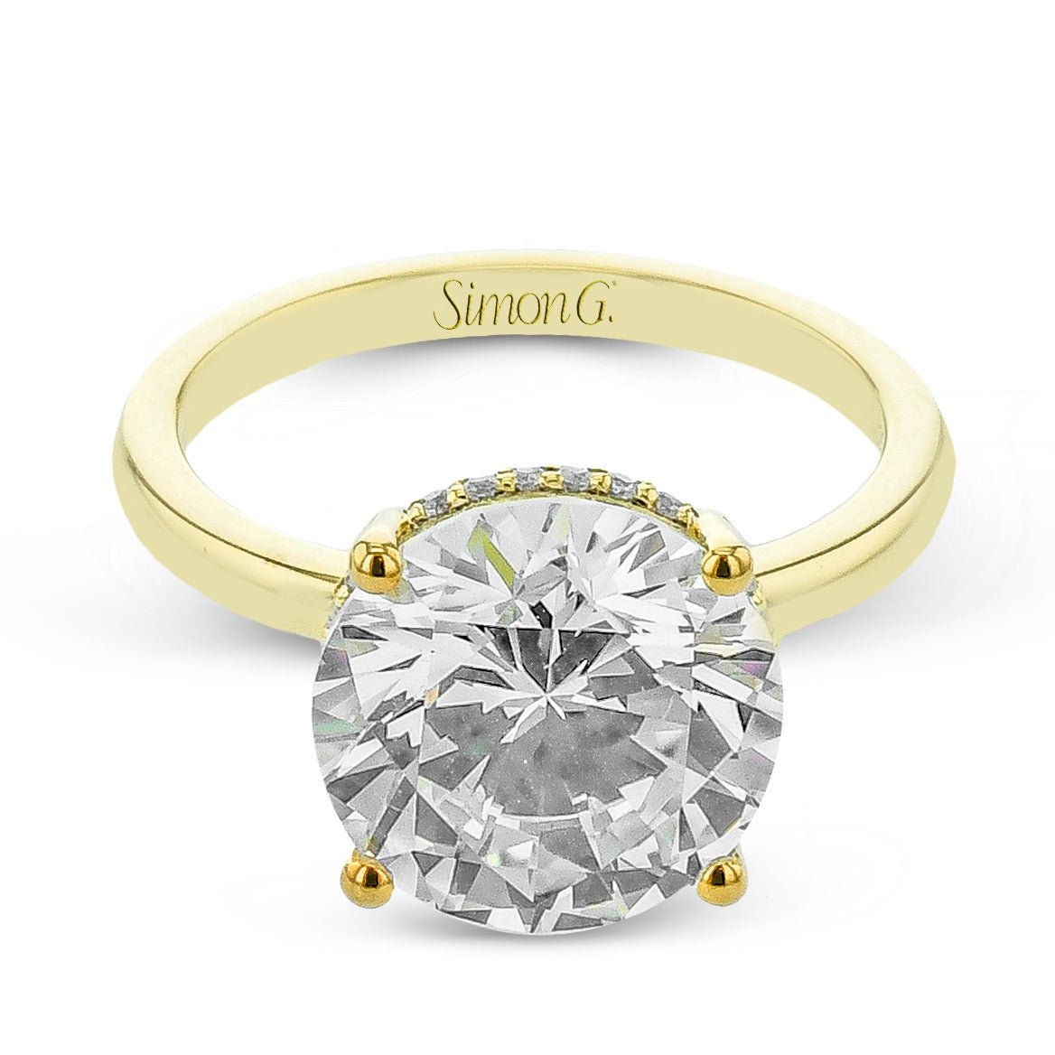 Round - cut Hidden Halo Engagement Ring in 18k Gold with Diamonds - Simon G. Jewelry