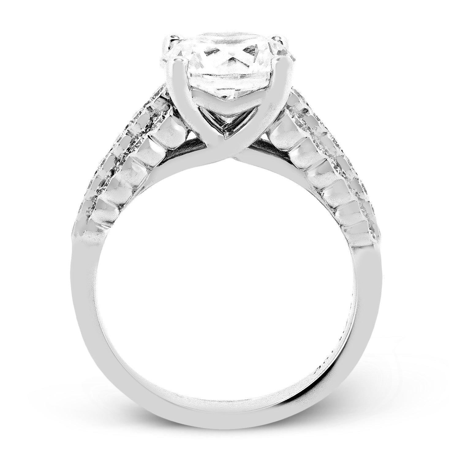 Round - cut Micro - bezel Engagement Ring in 18k Gold with Diamonds - Simon G. Jewelry