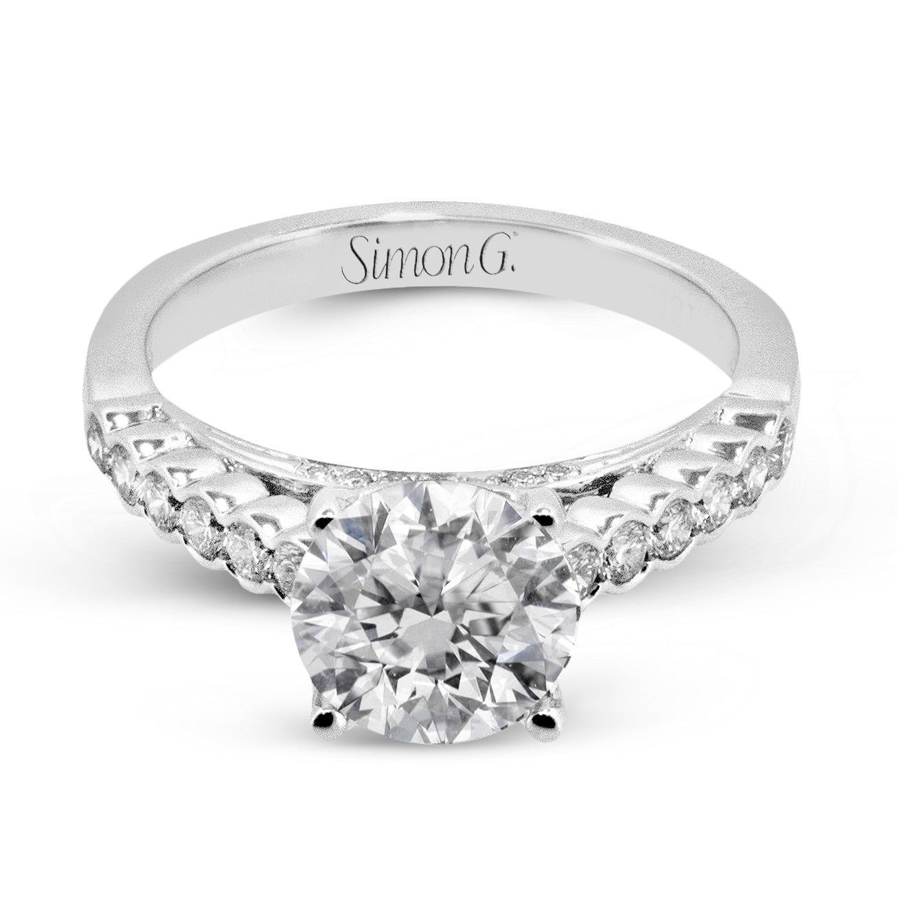 Round - cut Micro - bezel Engagement Ring in 18k Gold with Diamonds - Simon G. Jewelry