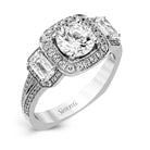 Round - Cut Three - Stone Halo Engagement Ring In 18k Gold With Diamonds - Simon G. Jewelry
