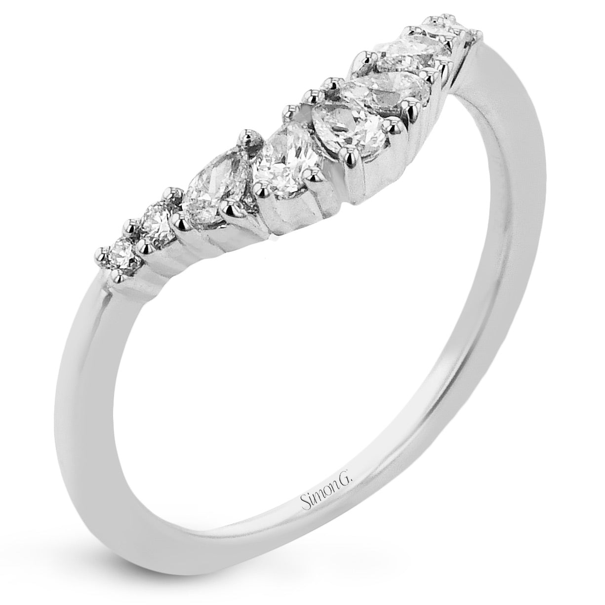 Wedding Band in 18k Gold with Diamonds - Simon G. Jewelry