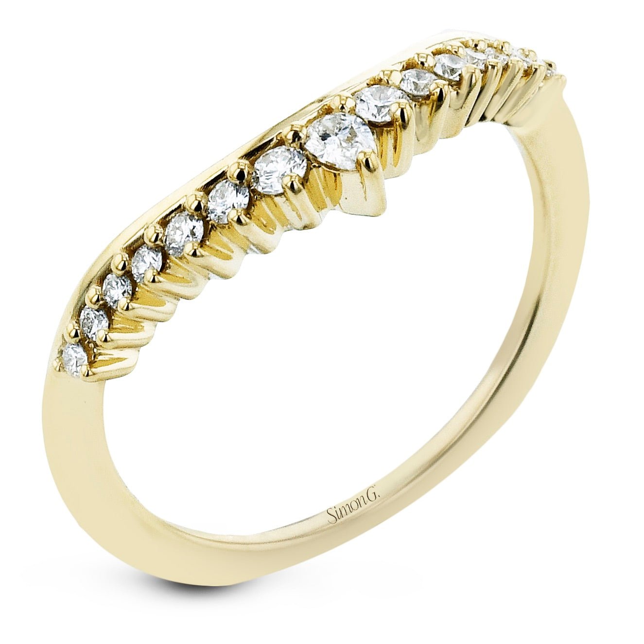 Wedding Band in 18k Gold with Diamonds - Simon G. Jewelry