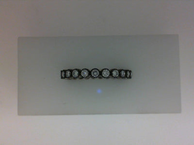 18W BLK RHODIUM .70TW MILGRAIN BEZEL SET BAND SZ 6.5