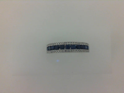 14W 11=5/8TW RND BLUE SAPH & 50=1/8TW RBC 3 ROW BAND 2.62 GRAMS