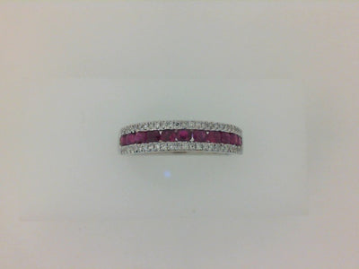 14W 11=5/8TW RND RUBY & 50=1/8TW RBC 3 ROW BAND 2.62 GRAMS