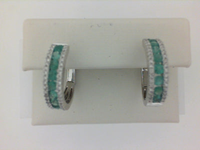 14W 16=7/8TW RND EMERALDS & 72=1/6TW RBC 3 ROW HOOPS 3.67 GRAMS