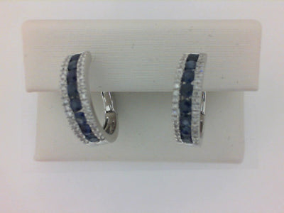 14W 16=7/8TW BLUE SAPH & 72=1/6TW RBC 3 ROW HOOPS 3.8 GRAMS