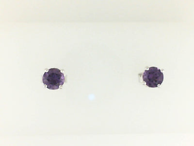 14W 4MM ROUND AMETHYST STUDS (FEB)