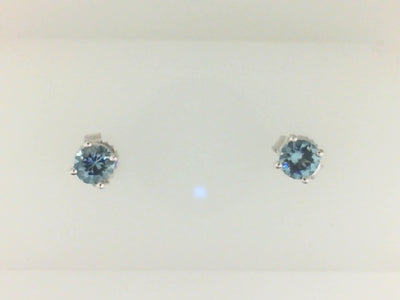 14W 4MM ROUND AQUAMARINE STUDS (MARCH)
