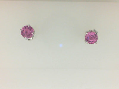 14W 4MM ROUND PINK SAPPHIRE STUDS (OCT)