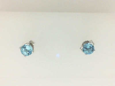 14W 4MM ROUND BLUE TOPAZ STUDS (DEC)
