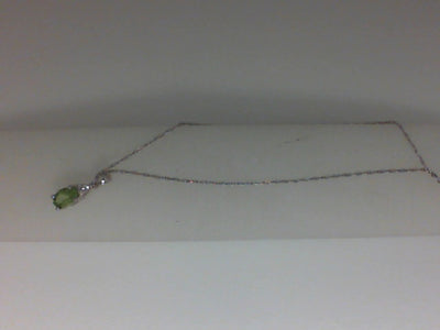 10W 18" OVAL PERIDOT & 3=.03RSC DIAS W/ CHAIN
