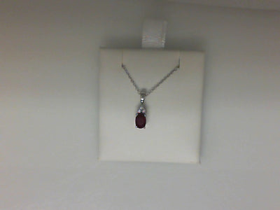 10W 18" OVAL RUBY & 3=.03TW RSC DIAS W/ CHAIN