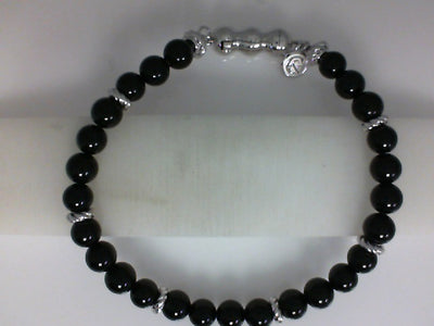 SS 7.5" 6MM BLK ONYX BEADED BUJUKAN GENT'S BRACELET