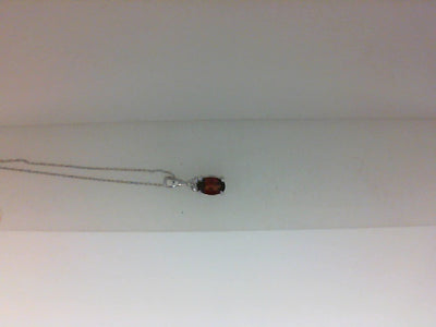 10W 18" 6X4 OVAL GARNET & 3=.03TW RSC DIAS W/ CHAIN