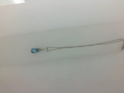 10W 18" 6X4MM OVAL BLUE TOP & 3=.03TW RSC DIAS W/ CHAIN