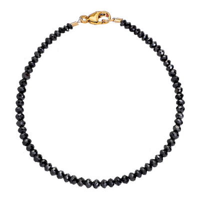 14W 7" 2.5-3MM BLACK DIA FACETED BEAD BRAC, APPROX 10TW