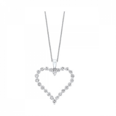 14W 18" 1CTW RBC SINGLE PRONG HEART PEND W/ CHAIN