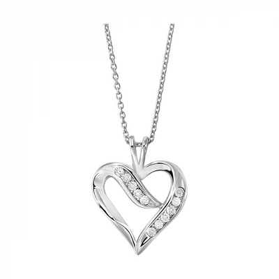 SS 7=.03TW RSC ILLUSION SET HEART PDT W/ 18" CHAIN